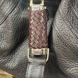Fendi Brown Leather Woven Strap Bag